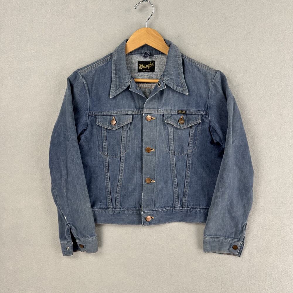 Vintage Wrangler Jacket Mens Small Blue Denim Button Up Trucker USA 70s